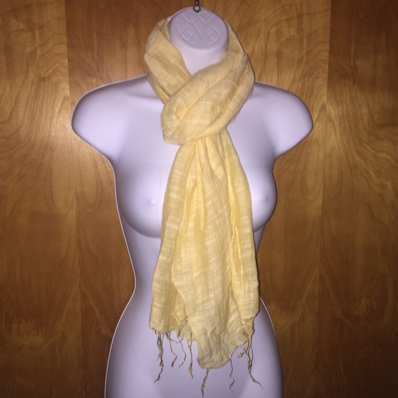 Yellow Scarf With Tassels - Picture 1 of 2